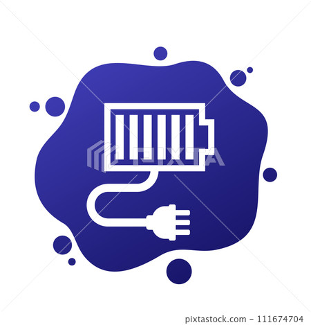 battery and electric plug icon, vector battery and electric plug icon, vector 111674704