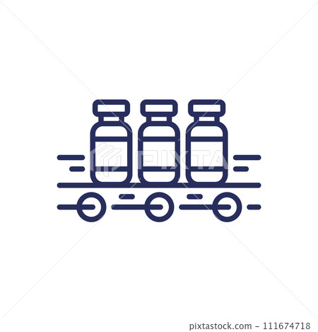 Vaccine production line icon on white 111674718