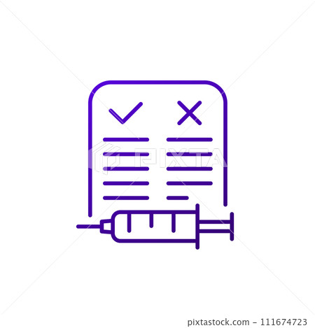 Pros and cons of vaccine shot line icon Pros and cons of vaccine shot line icon 111674723