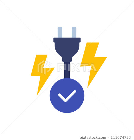 electric plug, electricity icon on white electric plug, electricity icon on white 111674733