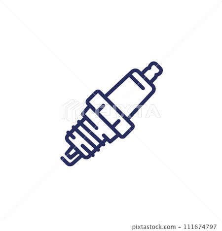 spark plug line icon on white 111674797