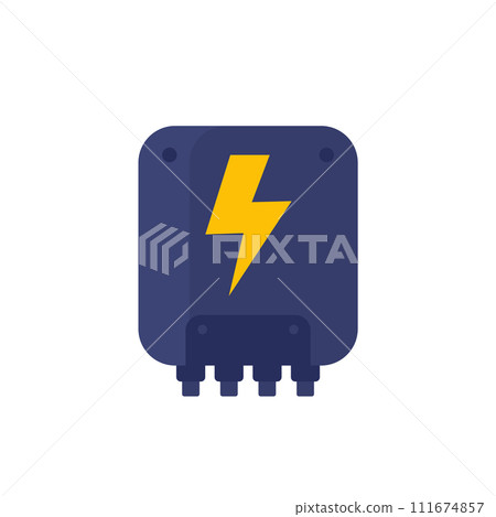 electric power control box icon, flat design 111674857