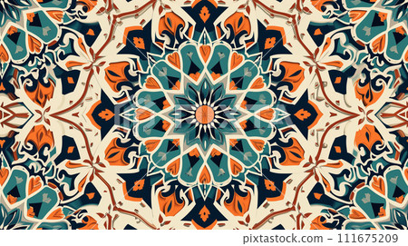 AI-generated content. Beautiful structure of a repeating pattern in Arabic style 111675209