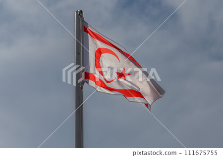 flag of the Turkish Republic of Northern Cyprus against the sky 6 flag of the Turkish Republic of Northern Cyprus against the sky 6 111675755
