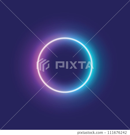 Neon circle shining on blue background 111676242