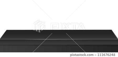 Wood table perspective view, kitchen top made of brown timber, wooden surface of desk on transparent background. Tabletop interior . Vector 111676248