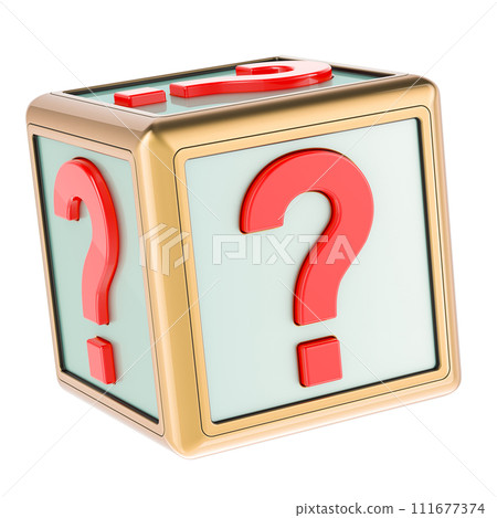 Question Cube, 3D rendering Question Cube, 3D rendering 111677374