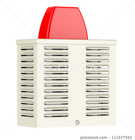 Outdoor Alarm Siren with Strobe, Siren Alarm Bell. 3D rendering 111677383