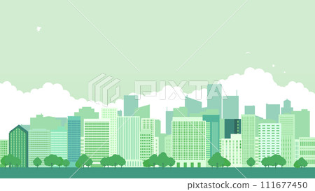 城市景觀與建築物及藍天 111677450