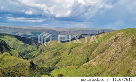 mountain landscape at Serra da Canastra in Minas Gerais state, Brazil 111677615