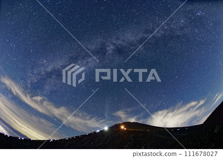 Night view of Mt. Fuji and starry sky seen from Mt. Hoei Night view of Mt. Fuji and starry sky seen from Mt. Hoei 111678027