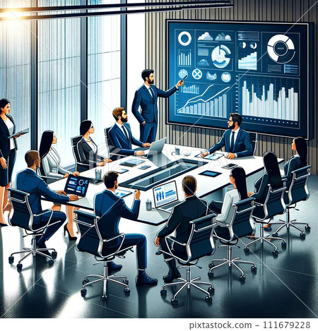 Scene of a meeting [AI generated material] 111679228