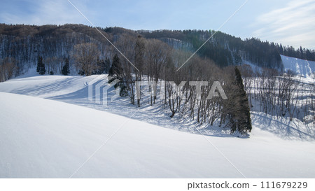 Moriyoshi mountain winter scenery from Ani gondola Akita prefecture Moriyoshi mountain winter scenery from Ani gondola Akita prefecture 111679229