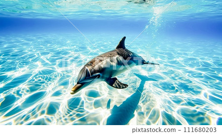 AI-generated content. Dolphin Swimming in Sunlit Waters 111680203