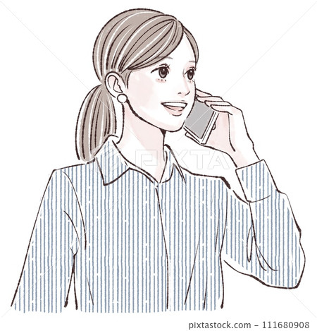 拿著智能手機的女人插畫素材 111680908