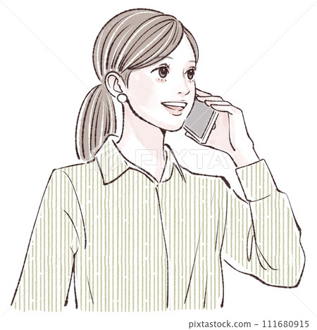 拿著智能手機的女人插畫素材 拿著智能手機的女人插畫素材 111680915