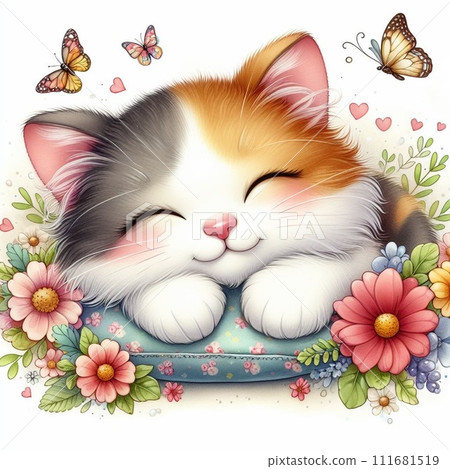 放鬆在坐墊的貓 111681519