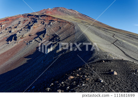 The summit of Mt. Fuji in the morning seen from Mt. Hoei The summit of Mt. Fuji in the morning seen from Mt. Hoei 111681699