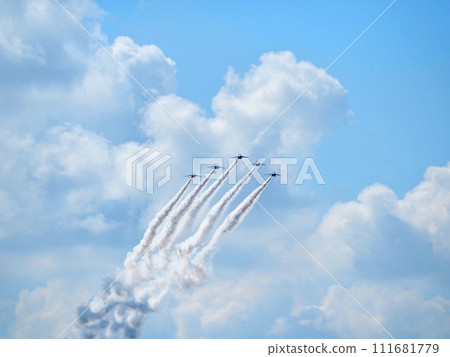 Blue Impulse on display at the Fukuoka Air Self-Defense Force Ashiya Air Base Air Festival 111681779