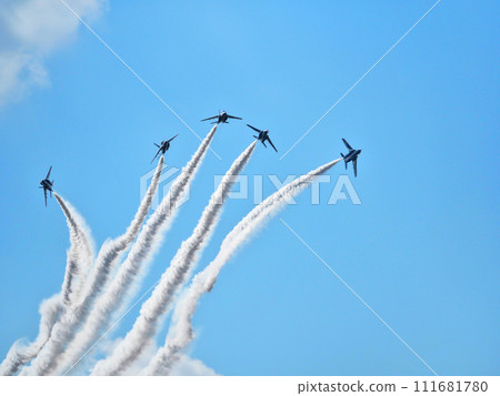 Blue Impulse on display at the Fukuoka Air Self-Defense Force Ashiya Air Base Air Festival 111681780