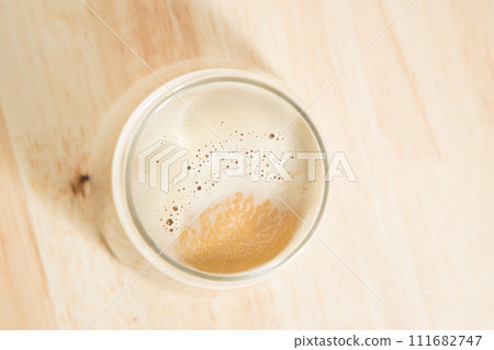 Coffee latte on wood background - Vintage effect style pictures 111682747
