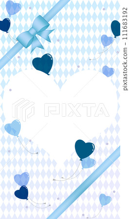 Background illustration of heart balloons and ribbons, vertical without text 111683192