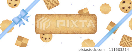 Cookie and ribbon background illustration landscape Cookie and ribbon background illustration landscape 111683214