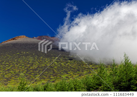 Mt.Hoei and the summit of Mt.Fuji with clouds seen from near the Gotenniwa garden Mt.Hoei and the summit of Mt.Fuji with clouds seen from near the Gotenniwa garden 111683449