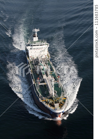 Chemical ship passing through Kurushima Kaikyo Bridge 111683785