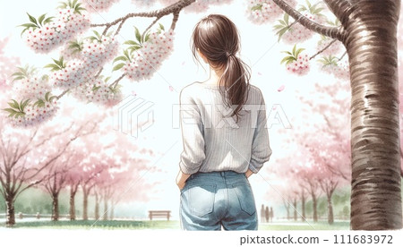 看櫻花的日本女人 111683972
