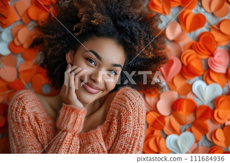 AI-generated content. Woman and her hearts of love Pragma 111684936