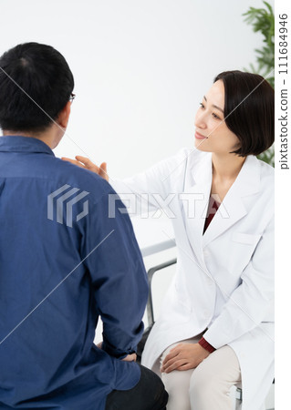 Medical patient doctor white coat atopic dermatitis Medical patient doctor white coat atopic dermatitis 111684946