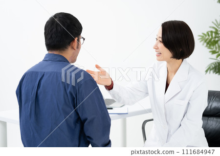 Medical patient doctor white coat atopic dermatitis Medical patient doctor white coat atopic dermatitis 111684947
