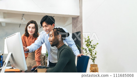 Multinational group meeting in office Multinational group meeting in office 111685008