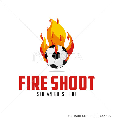 Fire Shoot Logo Design. Abstract Soccer Ball Combination With Fire Concept Symbol Design 111685809