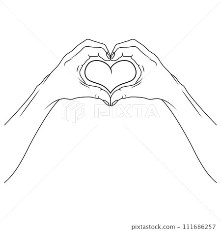 hands forming a heart symbol of love 111686257