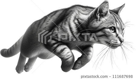 動態貓鉛筆畫風格 111687698