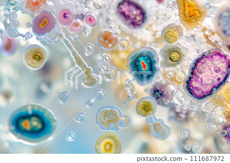 AI-generated content. Diverse colorful abstract microbiome 111687972
