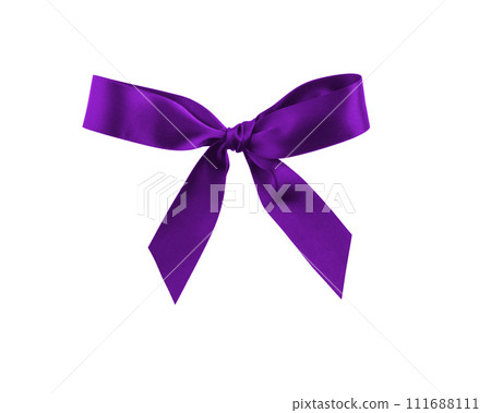 Satin ribbon bow violet color isolated on white background Satin ribbon bow violet color isolated on white background 111688111