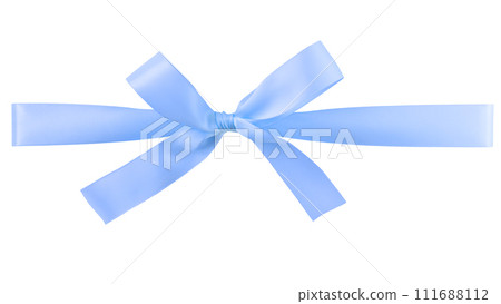 Light blue ribbon with bow isolated on white background Light blue ribbon with bow isolated on white background 111688112
