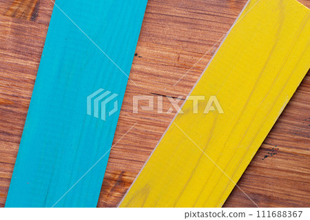 colorfully painted wooden boards colorfully painted wooden boards 111688367