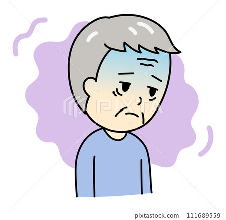An old man with a pale complexion who feels depressed due to depression An old man with a pale complexion who feels depressed due to depression 111689559