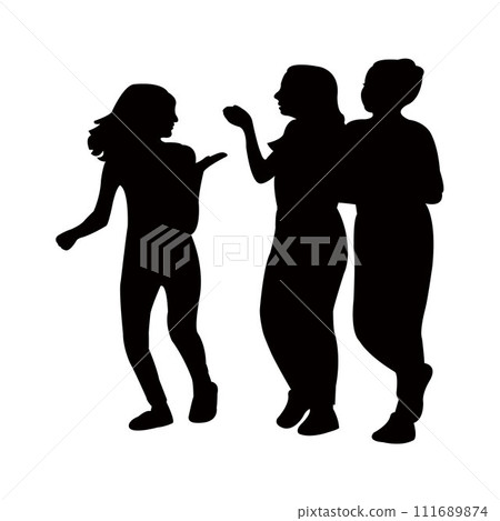 girls making chat, silhouette vector 111689874