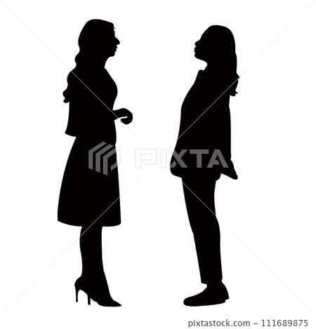 women making chat, silhouette vector 111689875