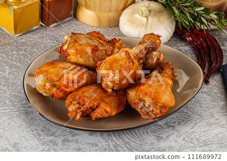 Raw marinated chicken drumstick for cooking Raw marinated chicken drumstick for cooking 111689972