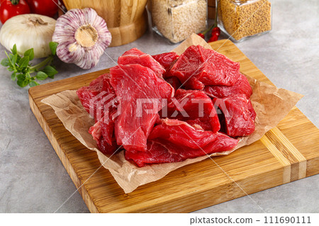 Sliced raw beef meat for cooking Sliced raw beef meat for cooking 111690111