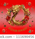 Happy chinese new year 2024 with golden dragon 111690456