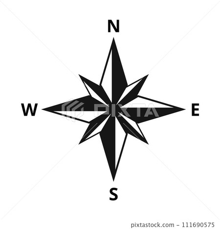 Black and white compass rose with cardinal directions. Black and white compass rose with cardinal directions. 111690575