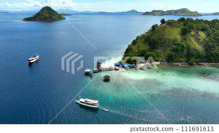 Aerial view of the spectacular view from Kelor Island in Komodo National Park, Indonesia 002 111691613