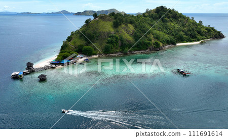 Aerial view of the spectacular view from Kelor Island in Komodo National Park, Indonesia 003 111691614
